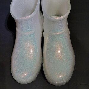 UGG Kids Glittery White Rain Boots